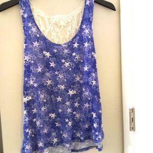 JUSTIFY New blue tunic with lace and stars size medium